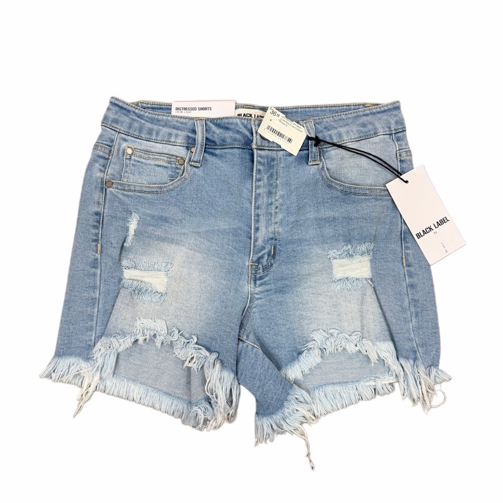 Black Label Women’s Medium Light Blue Frayed Jean Shorts NWT